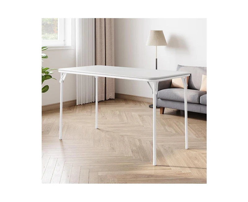 gaomon Folding Table, Portable Folding Card Rectangle Table with Sturdy Metal Frame, Pu Leather Upholstered Foldable Table, for Dining Room
