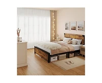 gaomon Full Size Bed Frame with Wood Headboard, Full Platform Bed Frame with Under Bed Storage and Metal Legs, Noise Free, No Box Spring Needed, Easy