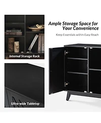 Tobias Midcentury 30"Tall 2 Door Accent Cabinet with Solid Wood Legs