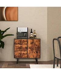 Gouun Mid-Century Wood Storage Cabinet with Door and 3 Drawers