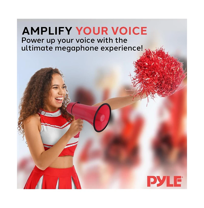 Pyle Portable Megaphone with Siren, 20 Watt Power, Aux Input for MP3, Automatic Siren, Lightweight
