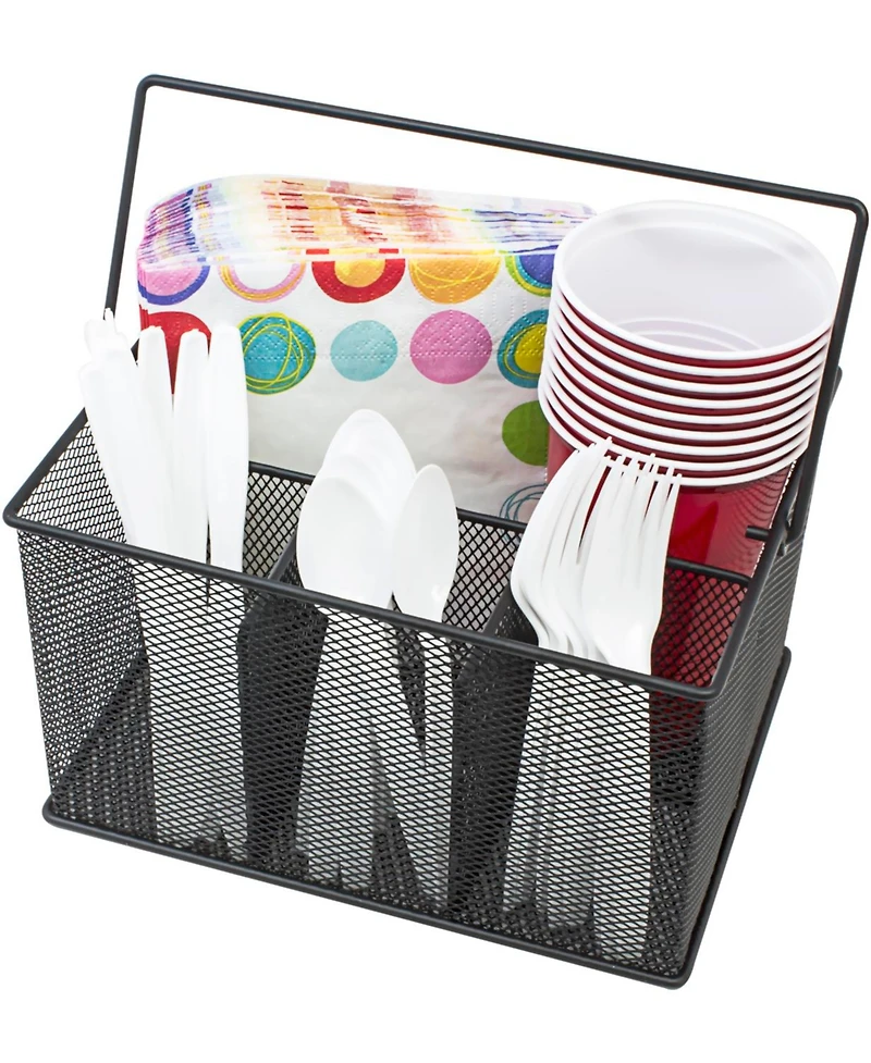 Sorbus Mesh Utensil Caddy - Organize & Serve in Style! Perfect for Kitchen, Parties, and More. Multi-purpose with Compartments & Sturdy Handle