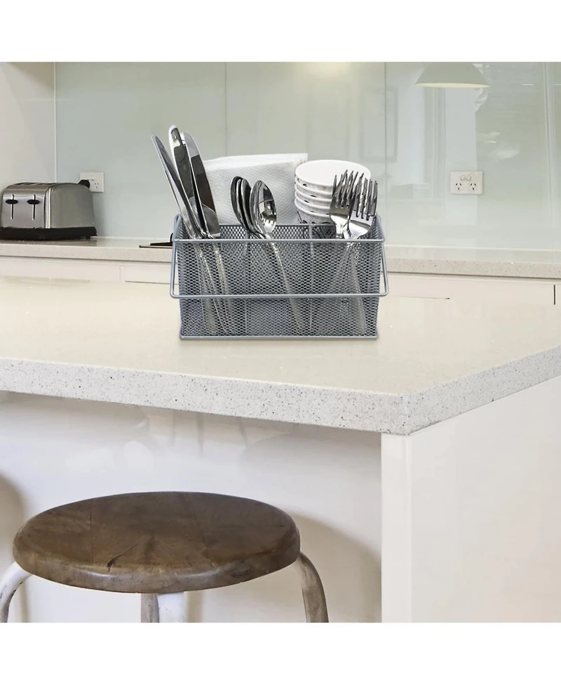 Sorbus Mesh Utensil Caddy - Organize & Serve in Style! Perfect for Kitchen, Parties, and More. Multi-purpose with Compartments & Sturdy Handle