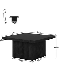 Tribesigns Square Coffee Table, 31.5-Inch Engineered Wood Vintage Brown Center Large Mid-Century Modern Cocktail Table