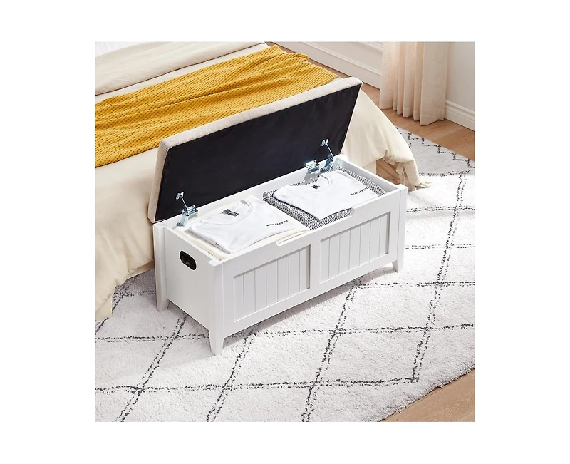 gaomon Storage Chest, Storage Trunk with Cushion Seat, 2 Safety Hinges, Storage Bench, Wooden Storage Organizer, Shoe Bench for Entryway, Bedroom