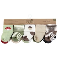 Touched by Nature Baby Boys Organic Cotton Socks, Brown Bear
