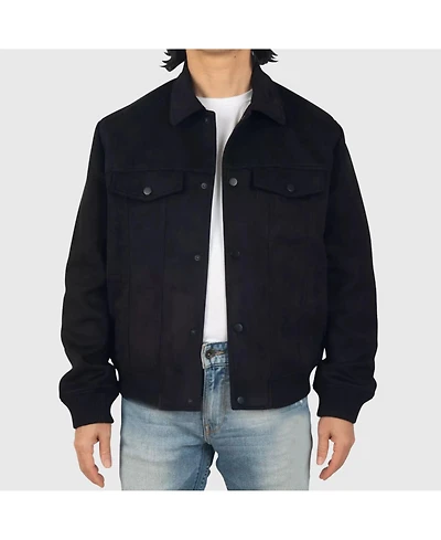 Alpine Swiss Men's Blake Suede Bomber Jacket – Lightweight Slim Fit Casual Softshell Coat with 5 Pockets