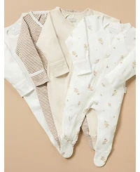 Purebaby Baby Girl and Boy Zip Coverall 4 Pack