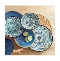 Melamine Floral Dinnerware Set – 12-Piece Lightweight Plates & Bowls, Service for 4, Outdoor Safe