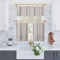 Slub Texture Stripe Cotton Cafe Curtain Pair