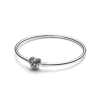 Pandora Sterling Silver Heart Clasp Bangle Bracelet