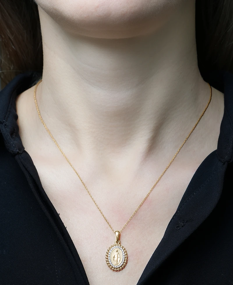 Diamond Blessed Mother Pendant 18" Necklace (1/10 ct. t.w.) in 10k Gold, Exclusively at Macy's
