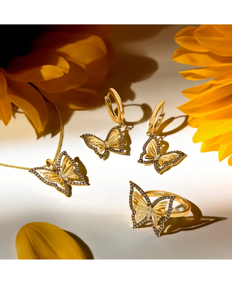Le Vian Chocolate Diamond & Nude Diamond Butterfly Drop Earrings (1/2 ct. t.w.) in 14k Gold