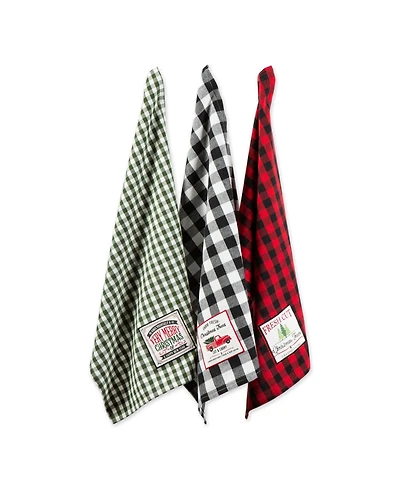 Design Imports Assorted Christmas Tree Farm Embellished Dishtowels, Set of 3