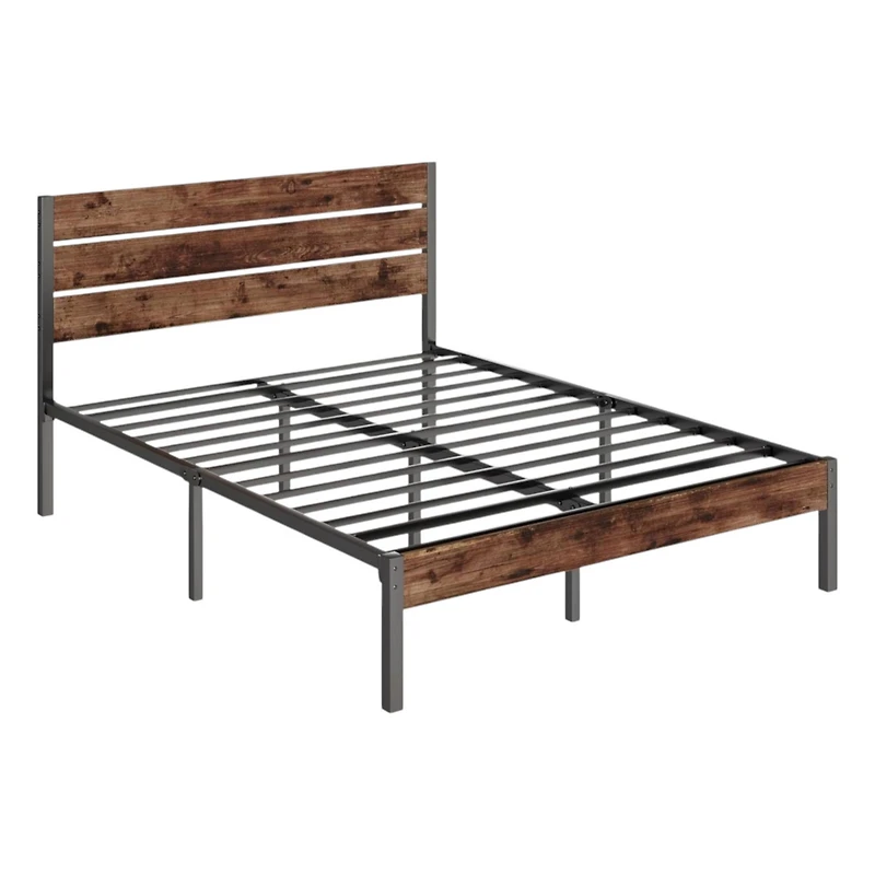 Slickblue Modern Farmhouse Platform Bed Frame - Rustic Style with Sleek