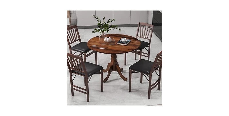 Solid Wood Round Kitchen Table – Rustic Dining with Sturdy Legs and Smooth Finish