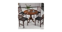 Solid Wood Round Kitchen Table – Rustic Dining with Sturdy Legs and Smooth Finish