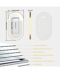Wisfor Oval Led Bathroom Mirror Gold Frame Makeup Mirror Anti-Fog Stepless Dimming 3 Color