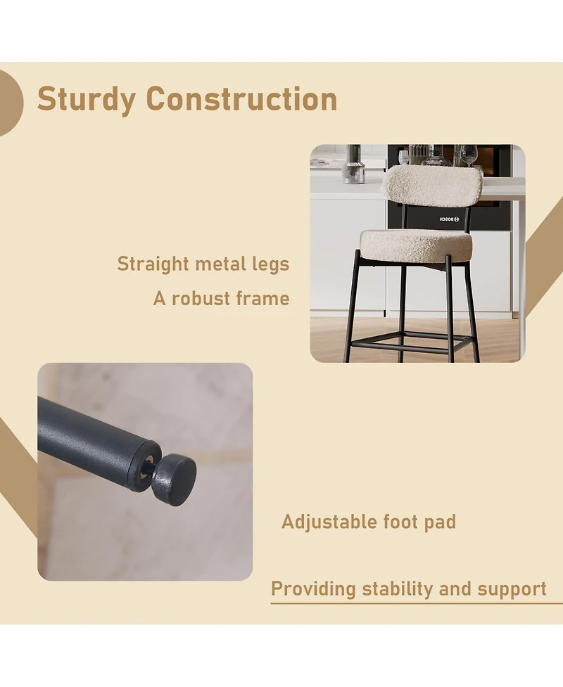 Dyhome Bar Stools Set of 3, 27 Inches Counter Height Kitchen Bar Stools with Back, Modern Metal Tall Bar Stools for Kitchen Island