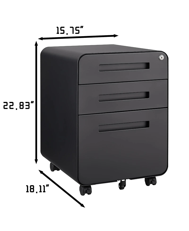 Boyel Living 3 Drawer Mobile File Cabinet Under Desk Office Versatile Storage Cabinet for Legal/Letter/A4 Files, 5 Wheel Design Anti-Tilting