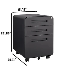 Boyel Living 3 Drawer Mobile File Cabinet Under Desk Office Versatile Storage Cabinet for Legal/Letter/A4 Files, 5 Wheel Design Anti-Tilting