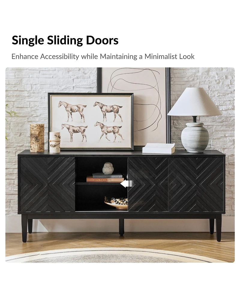 Hulala Home Edita Modern Tv Stand for TVs up to 65" with Adjustable Shelves