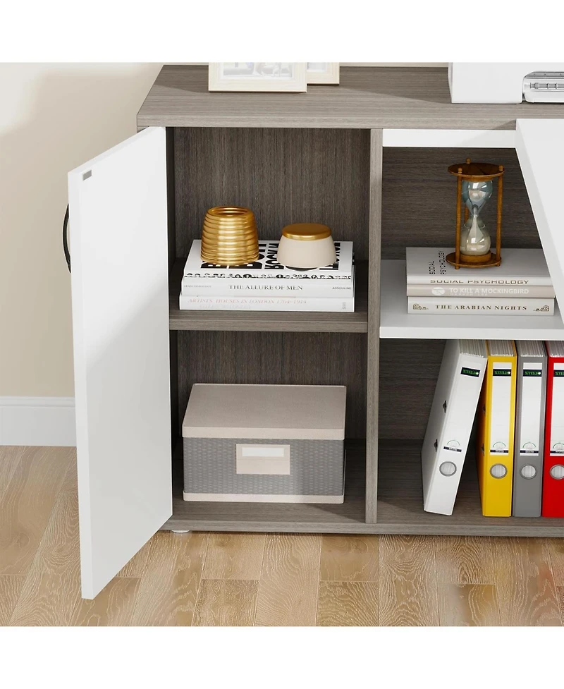 Tribesigns 71 inch Executive Desk, L Shaped Desk with Cabinet Storage, Office Shelves for Home