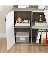 Tribesigns 71 inch Executive Desk, L Shaped Desk with Cabinet Storage, Office Shelves for Home