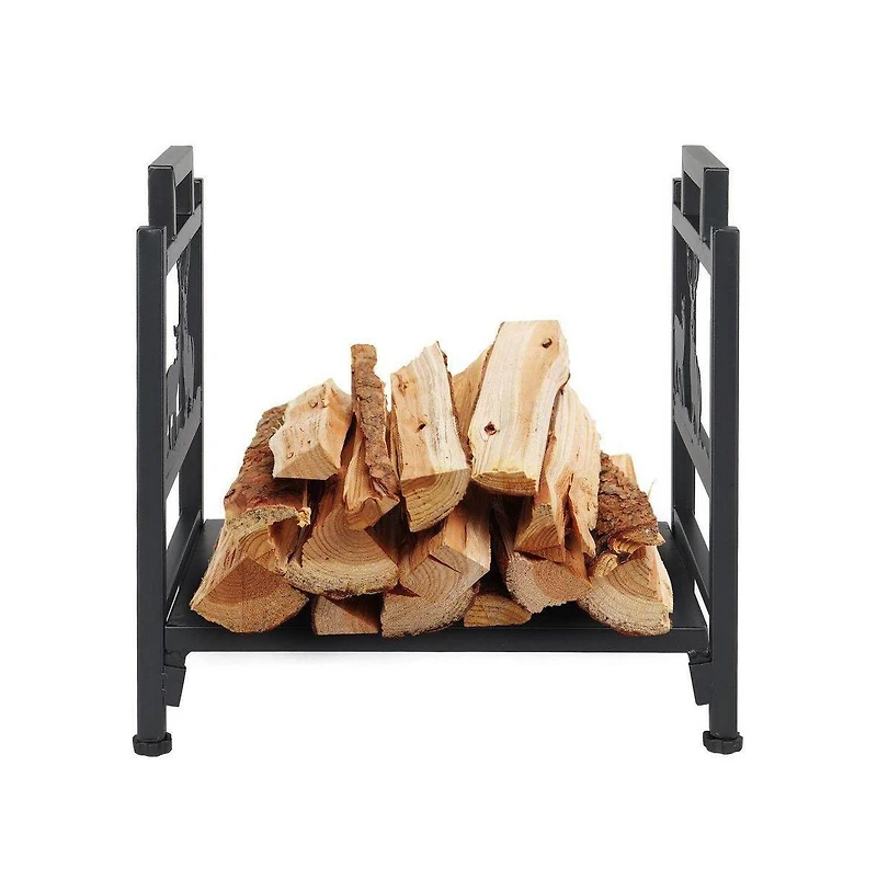 Slickblue Firewood Log Rack with Deer Pattern for Outdoor Storage and Rustic Decor
