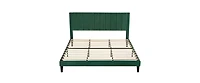 Velvet Upholstered Platform Bed Frame with Headboard – Modern Bed with Wood Slats, No Box Spring Needed