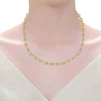 14k Gold Plated with Cubic Zirconia Flat Cable Link Chain Layering Bracelet