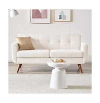 Compact Mid-Century Loveseat – Upholstered Fabric Couch for Living Room, Apartment, or Office