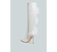 Chinkara Sheer Big Rose Detail Long Boots