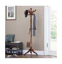 Solid Wood Coat Rack Stand – Traditional Hall Tree with Multiple Hooks for Entryway or Bedroom