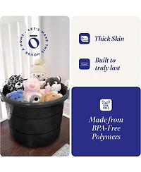 Homz 17 Gal Plastic Open Storage Round Utility Tub with Handles, Black (2 Pack)