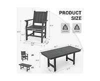 Gray 5/7-Piece Hdpe Plastic Patio Outdoor Dining Set with Arm Chairs
