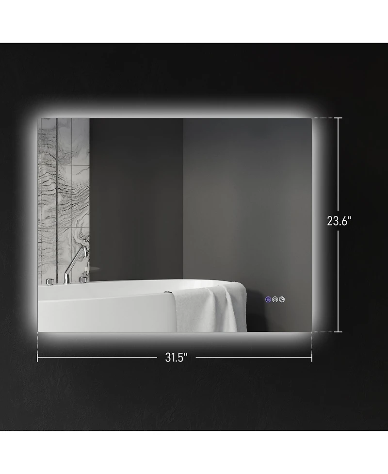 Homcom 32" x 24" Dimmable Led Bathroom Mirror w/ Infinite Color Temp