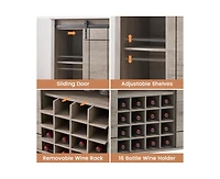 gaomon Wine Bar Cabinet,47" Farmhouse Coffee Bar Cabinet with Sliding Barn Door, Buffet Sideboard Cabinet with 16 Bottle Wine Rack for Dining, Living