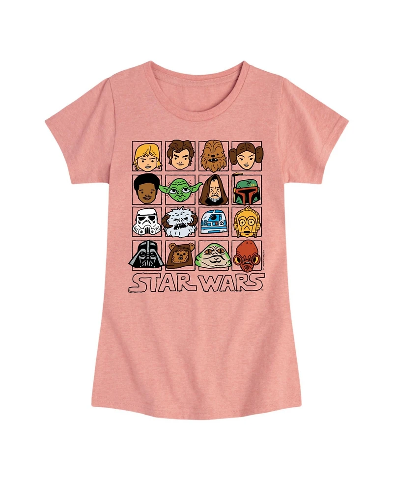 Star Wars Big Girls Characters Grid Short Sleeve Tee