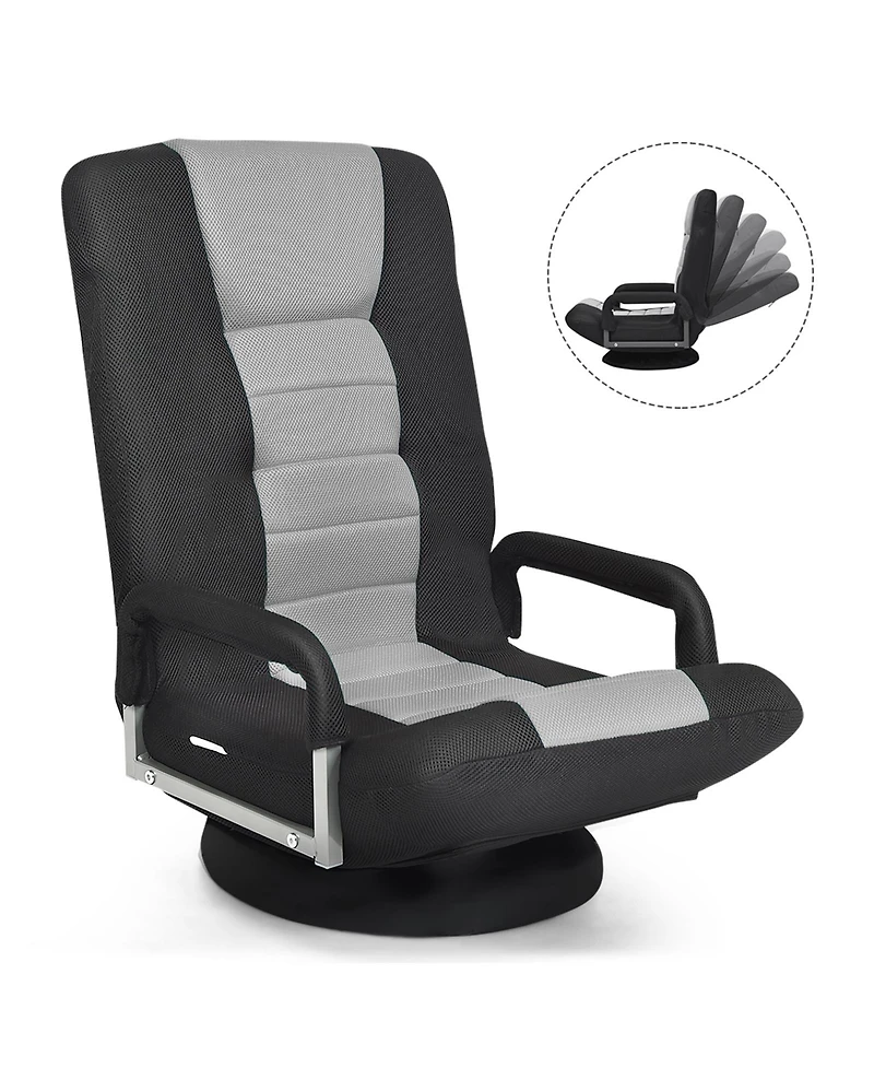 Gouun 360-Degree Swivel Gaming Floor Chair with Foldable Adjustable Backrest
