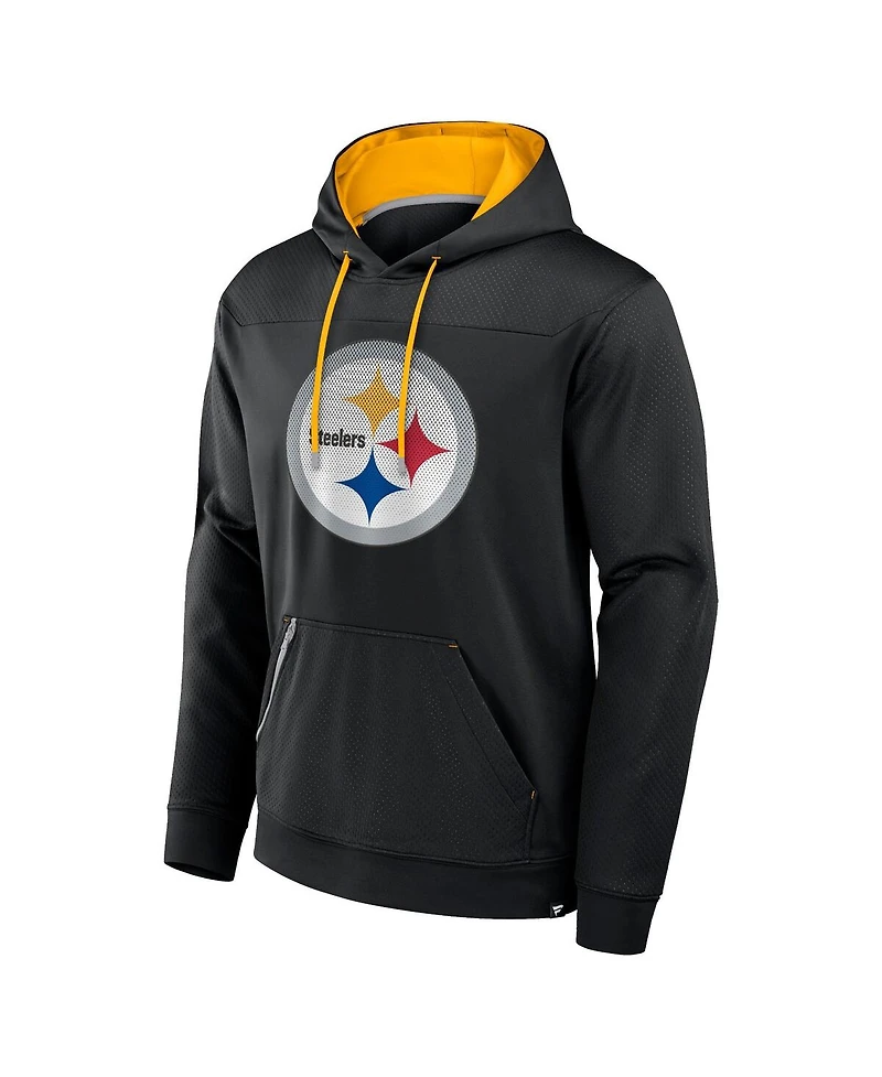 Fanatics Men's Black Pittsburgh Steelers Defender Pullover Hoodie