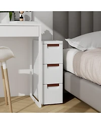 Gouun 3-Drawer Rolling Organizer Unit Narrow Storage Cabinet with Built-In Wheels for Small Space