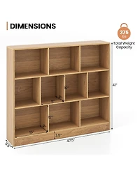 Gouun 41 inches Wooden Toy Storage Organizer with 10 Cubes for Kids