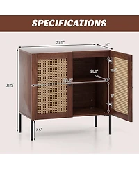 Gouun Kitchen Sideboard with 2 Rattan Doors and Adjustable Shelf