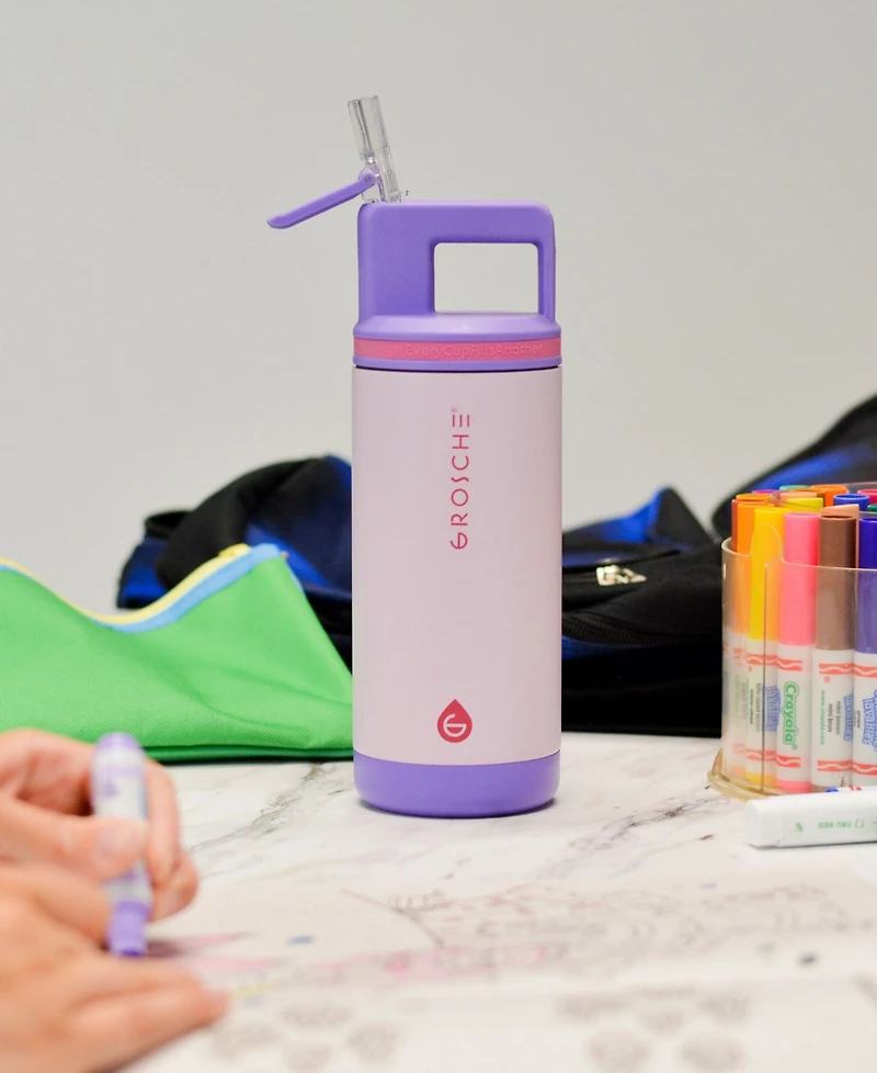 Grosche Alpine Flip 'N Sip 16 oz. Kids Insulated Water Bottle with Straw