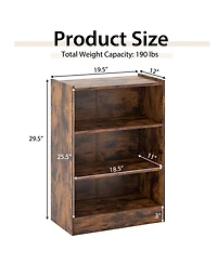 Gouun 3-Tier Bookcase Open Display Rack Cabinet with Adjustable Shelves