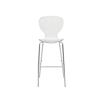 LeisureMod Oyster Acrylic Barstool with Steel Frame in Chrome Finish