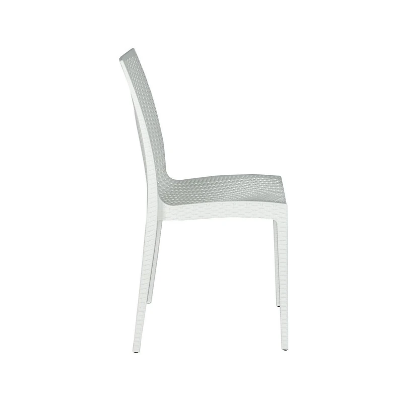 LeisureMod Weave Mace Indoor/Outdoor Dining Chair (Armless), Set of 2