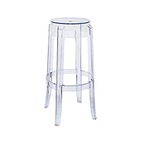 LeisureMod Averill Plastic Barstool with Clear Acrylic Seat and Legs
