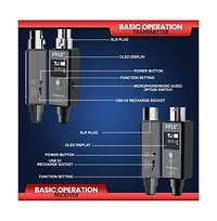 Pyle Multifunctional Uhf Wireless Adapter for Dynamic Microphones - 48k Uhf Digital, Usb Rechargeable, Up to 90ft Range